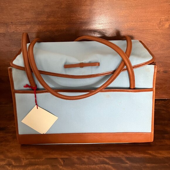 Red Envelope Lexington Pet Carrier Blue Brown Mesh Window - Picture 1 of 14